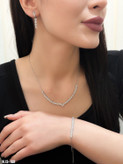 سرویس زنجیری نقره زنانه مدلSv1171،رنگ سفید عیار 925