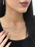 سرویس زنجیری نقره زنانه مدلSv1171،رنگ سفید عیار 925