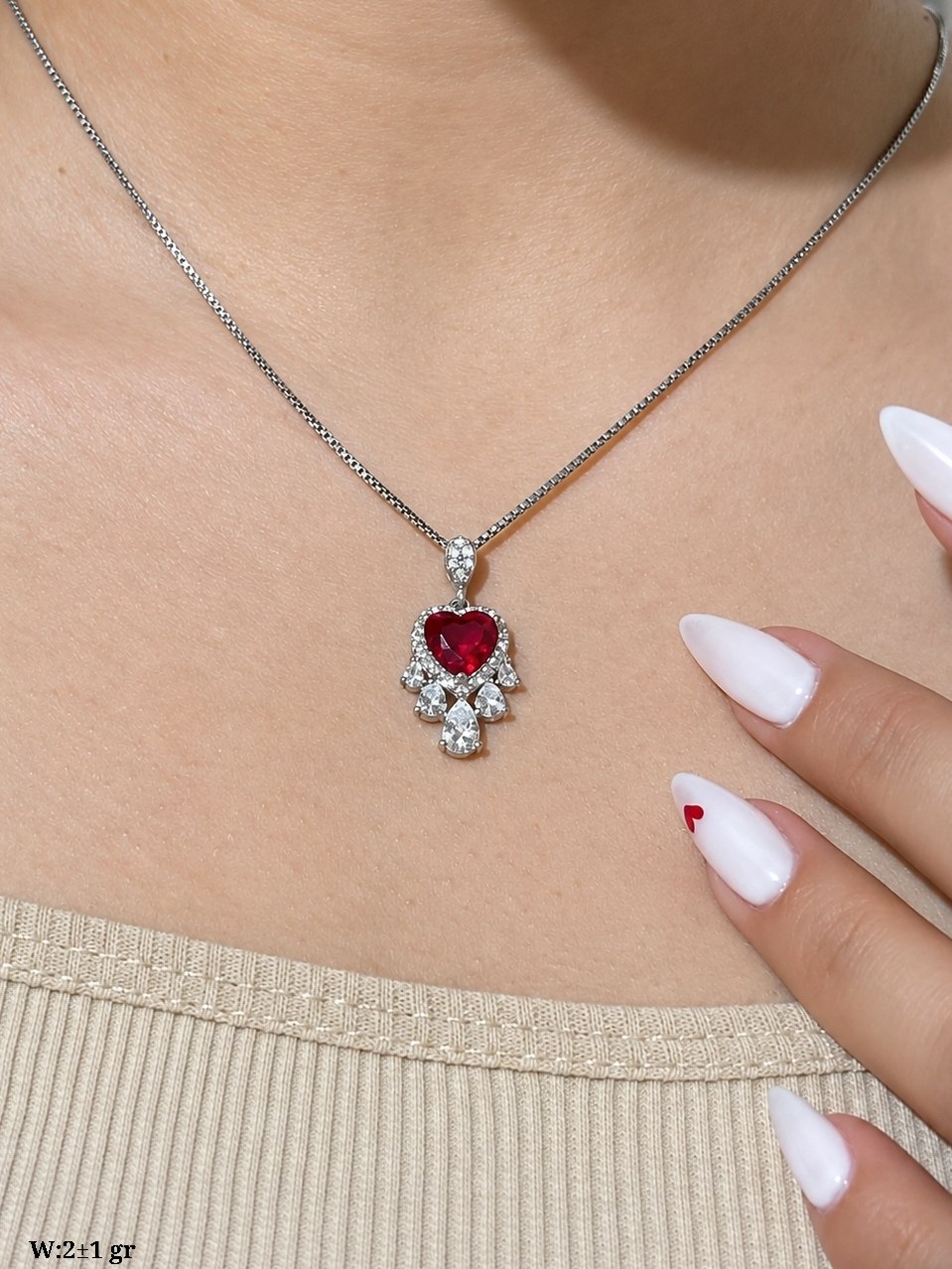 پلاک نقره زنانه ۹۲۵ طرح قلب | آبکاری رادیوم، ضد حساسیت - Silver.veniz