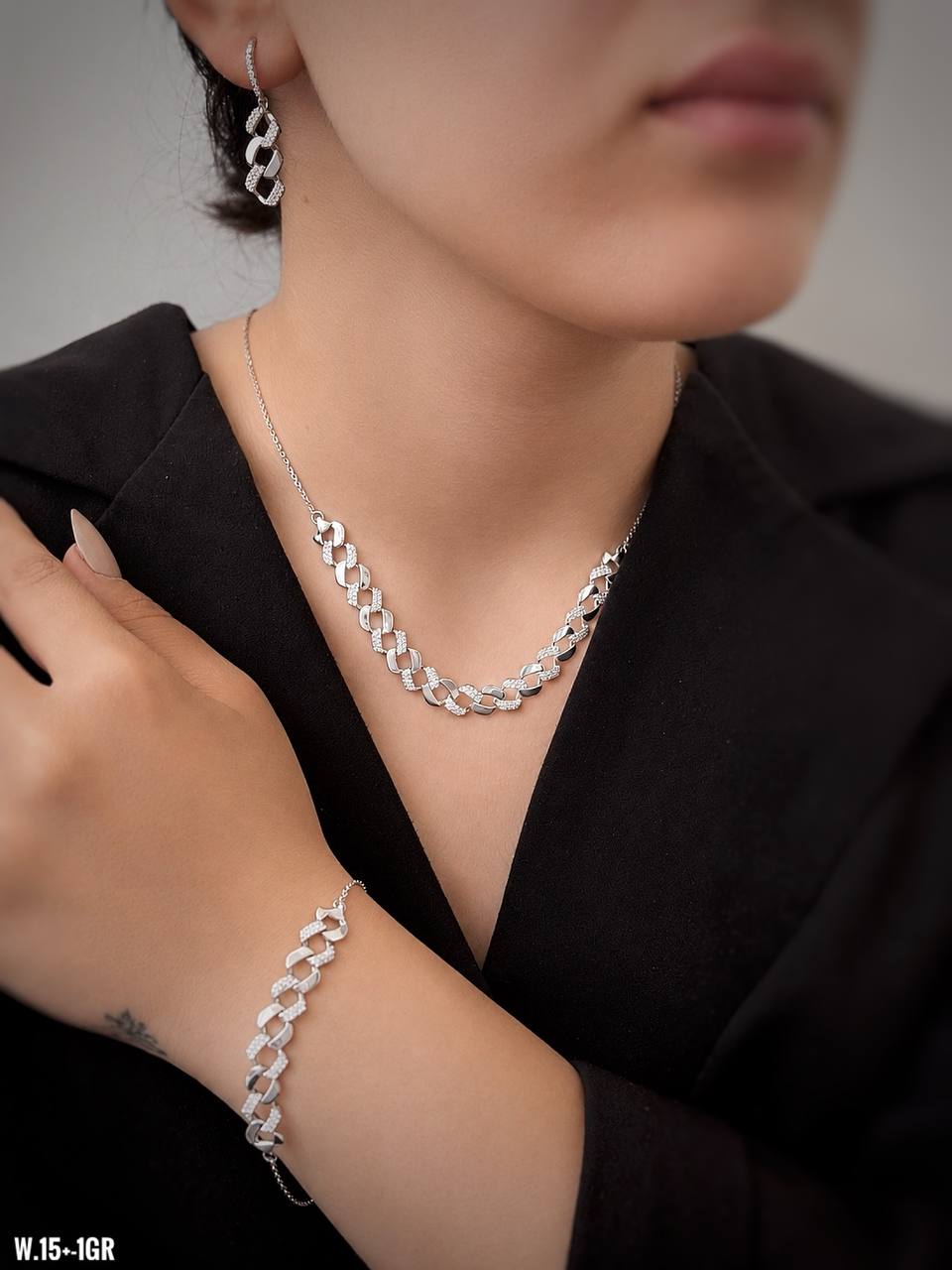 سرویس نقره زنانه 925 زنجیری کارتیه